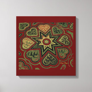 'Hearts Full of Love' Panel (Rustics) (Burgunder) Canvastryck