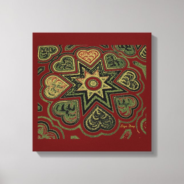 'Hearts Full of Love' Panel (Rustics) (Burgunder) Canvastryck (Framsida)