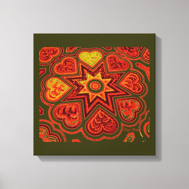 'Hearts Full of Love'-panel (Rustics)(Orange) Canvastryck (Framsida)