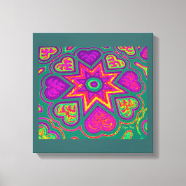 'Hearts Full of Love' Paneltryck (Ljus)(Grön) Canvastryck