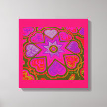 'Hearts Full of Love' Paneltryck (Ljus) (Rosa)