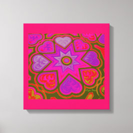 'Hearts Full of Love' Paneltryck (Ljus) (Rosa) Canvastryck