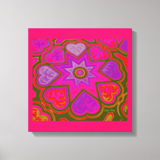 'Hearts Full of Love' Paneltryck (Ljus) (Rosa) Canvastryck