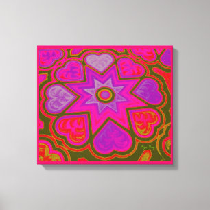 "Hearts Fullt of Kärlek" Panel Print (Brights) (Ro Canvastryck