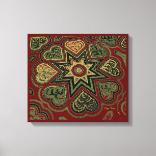 "Hearts Fullt of Kärlek" Panel (Rustics) (Burgundy Canvastryck