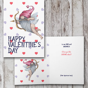 Hearts Funny Valentine Cupid Gnome Baby Helgkort