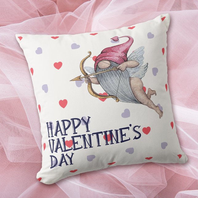 Hearts Funny Valentine Cupid Gnome Kudde (Skapare uppladdad)