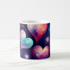 Hearts Galaxy Watercolor Valentine Art Kaffemugg
