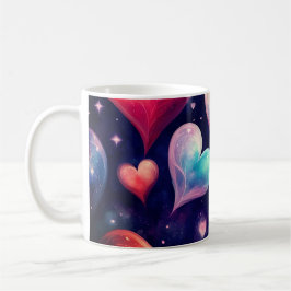 Hearts Galaxy Watercolor Valentine Art Kaffemugg