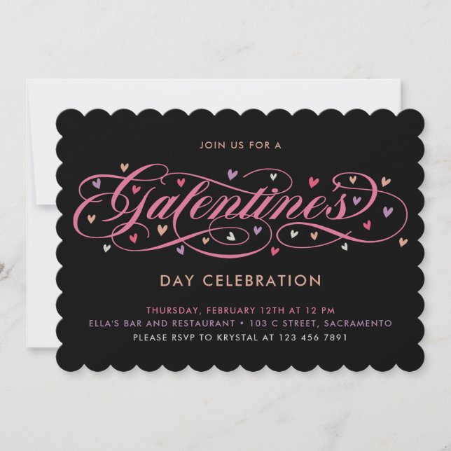 Hearts Galentine's Day Firande Inbjudningar (Framsida)
