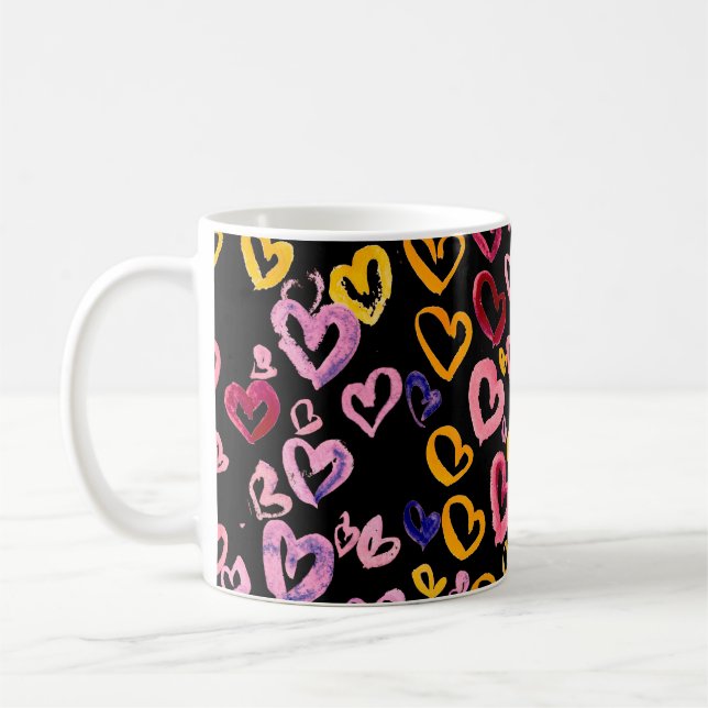 Hearts Galore: Watercolor Seamless Mönster Kaffemugg (Vänster)