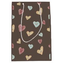 Hearts Gift Bags - Brown