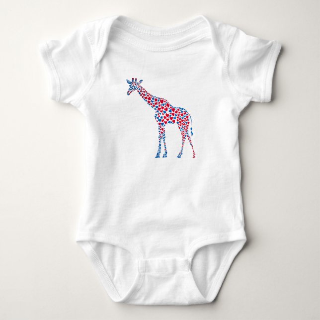 Hearts Giraffe Baby One-Biet Bodykostym T Shirt (Framsida)