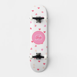 Hearts Girl Skateboard Monogram & Namn
