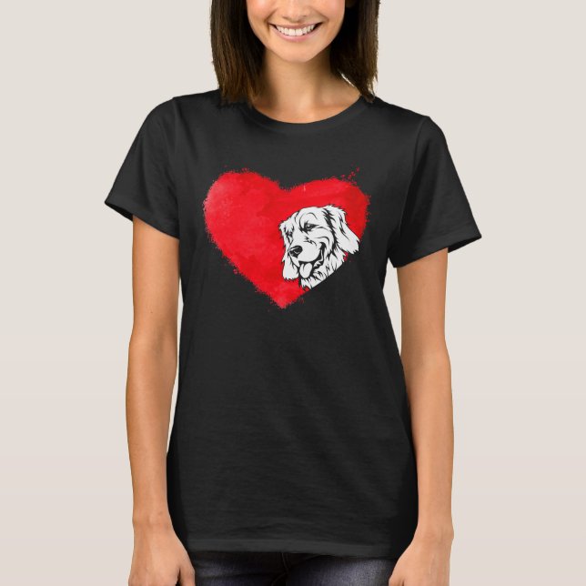 Hearts Golden Retriever Hund Puppy T Shirt (Framsida)
