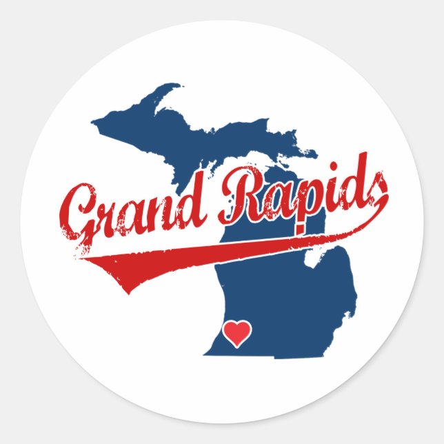 Hearts Grand Rapids Michigan Runt Klistermärke (Framsida)