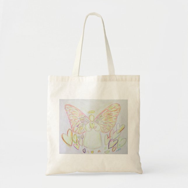 Hearts Guardian Angel Art Tote Bag Tygkasse (Framsidan)