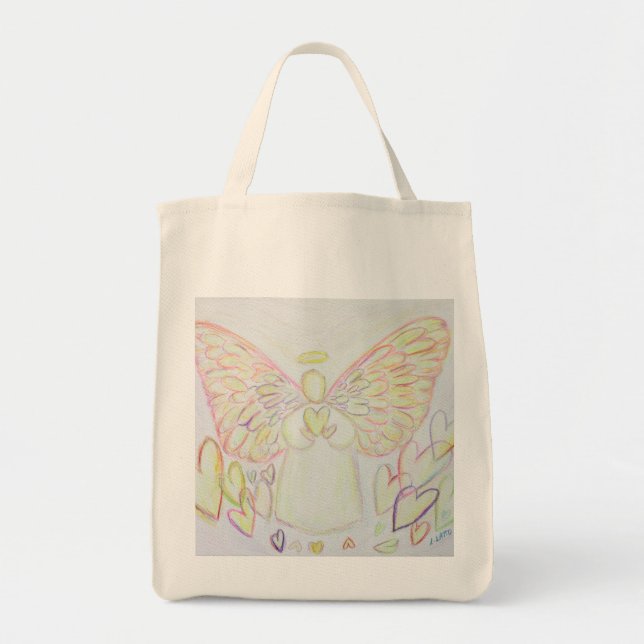 Hearts Guardian Angel Art Tote Bag Tygkasse (Framsidan)