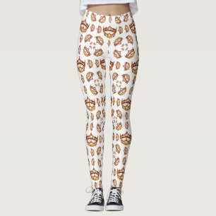 Hearts Guld Krona Tiaras vita baljväxter Leggings