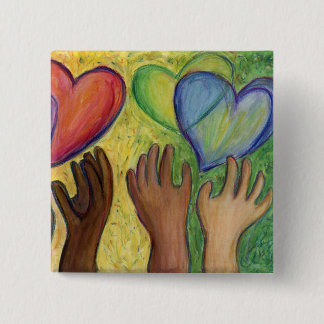 Hearts & Händer Diversity Kärlek Button eller Lape Knapp