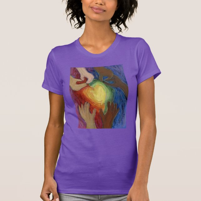Hearts & Händer Kärlek Diversity Art Art Anpassnin T Shirt (Framsida)
