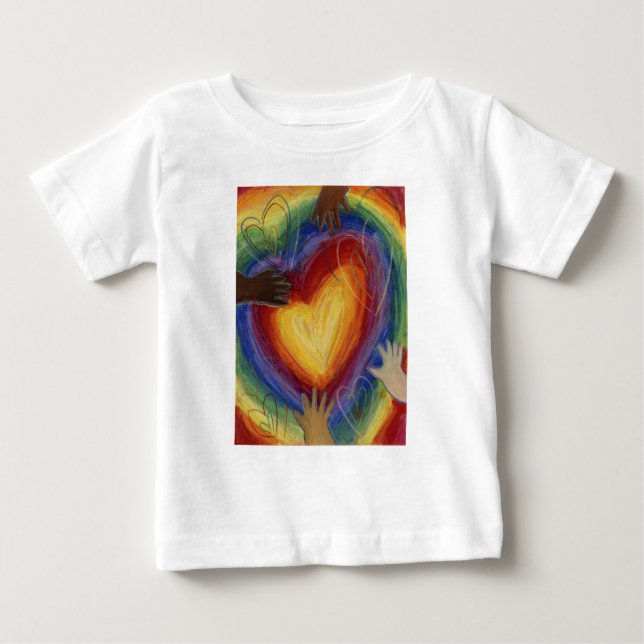 Hearts & Händer Kärlek Diversity Art Art Anpassnin T Shirt (Framsida)