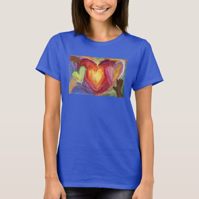 Hearts & Händer Kärlek Diversity Art Art Anpassnin T Shirt (Framsida)
