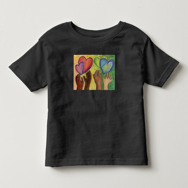Hearts & Händer Kärlek Diversity Art Art Anpassnin T Shirt (Framsida)