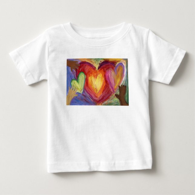 Hearts & Händer Kärlek Diversity Art Art Anpassnin T Shirt (Framsida)