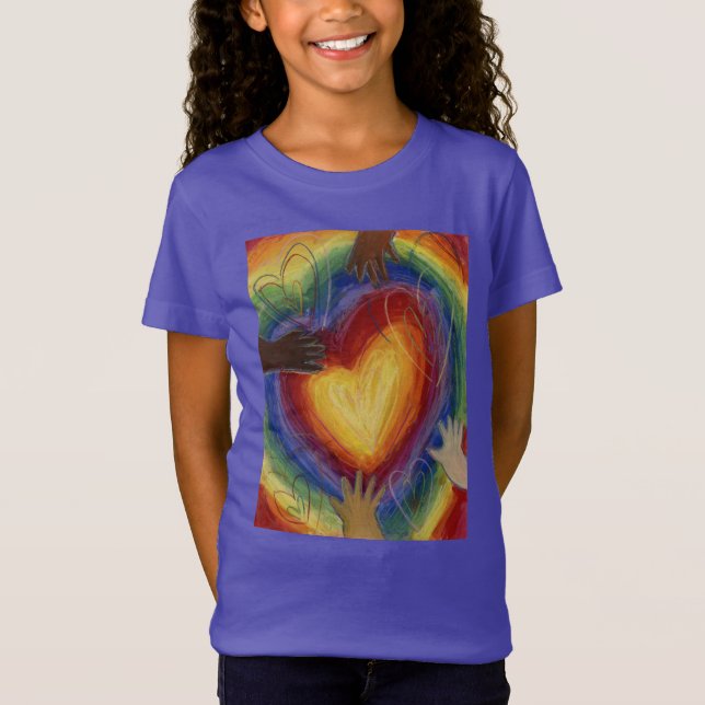 Hearts & Händer Kärlek Diversity Art Art Anpassnin T Shirt (Framsida)