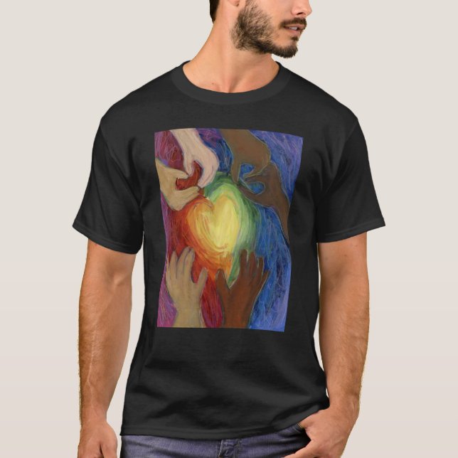 Hearts & Händer Kärlek Diversity Art Art Anpassnin T Shirt (Framsida)