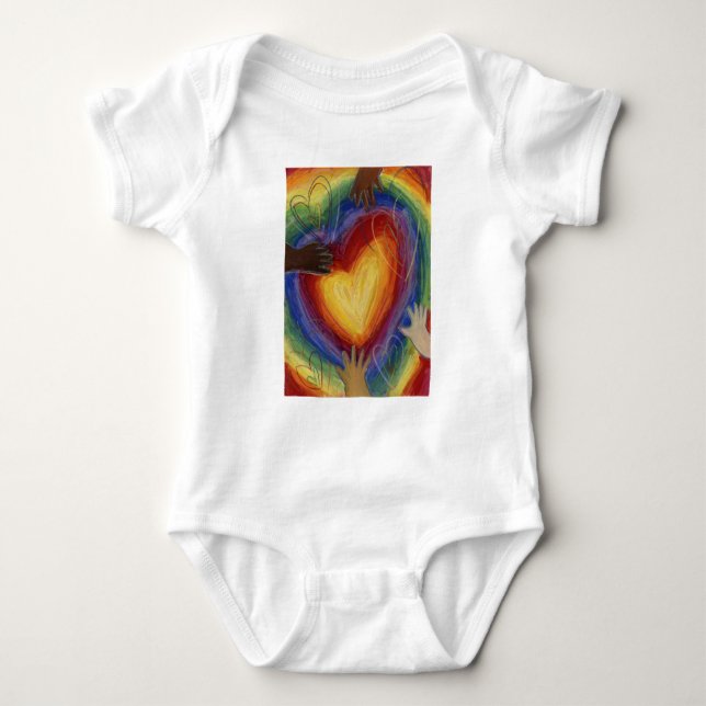 Hearts & Händer Kärlek Diversity Art Art Anpassnin T Shirt (Framsida)