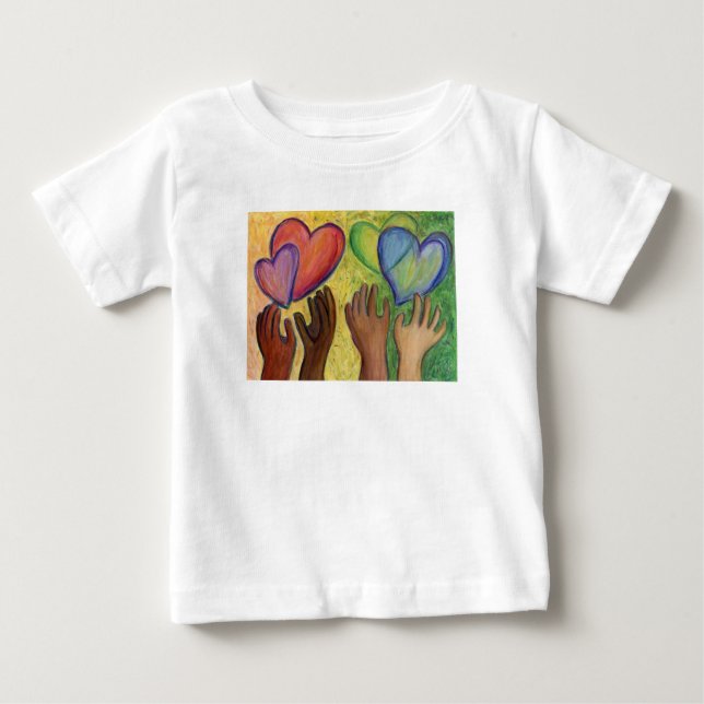 Hearts & Händer Kärlek Diversity Art Art Anpassnin T Shirt (Framsida)