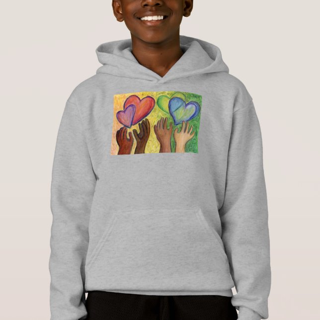 Hearts & Händer Kärlek Diversity Art Art Anpassnin T Shirt (Framsida)