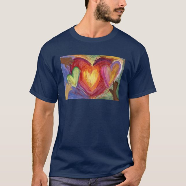 Hearts & Händer Kärlek Diversity Art Art Anpassnin T Shirt (Framsida)