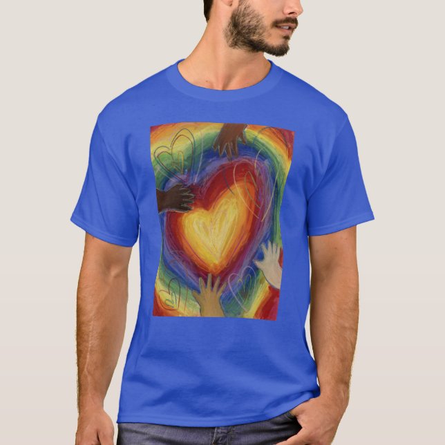 Hearts & Händer Kärlek Diversity Art Art Anpassnin T Shirt (Framsida)