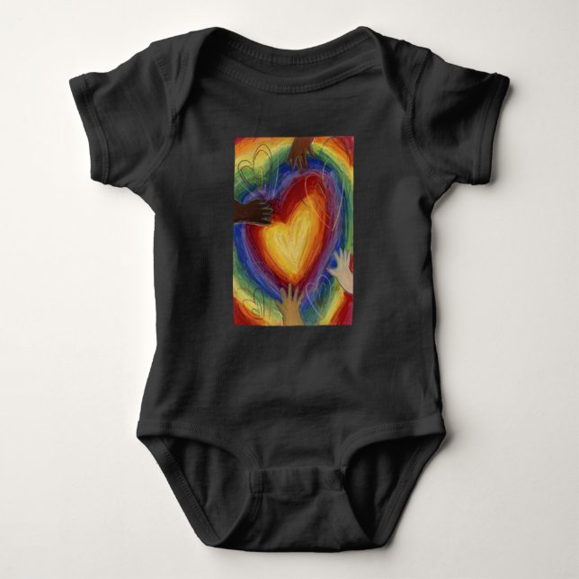 Hearts & Händer Kärlek Diversity Art Art Anpassnin T Shirt (Framsida)