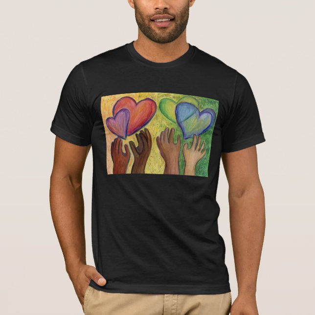 Hearts & Händer Kärlek Diversity Art Art Anpassnin T Shirt (Framsida)