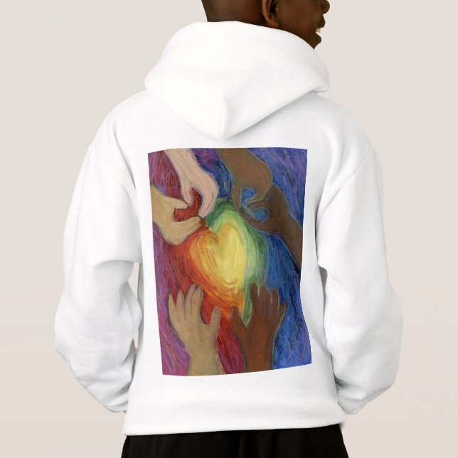 Hearts & Händer Kärlek Diversity Art Art DEI Hoodi T Shirt (Baksida)
