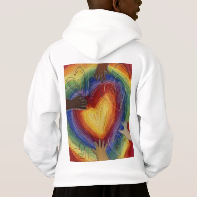 Hearts & Händer Kärlek Diversity Art Art DEI Hoodi T Shirt (Baksida)