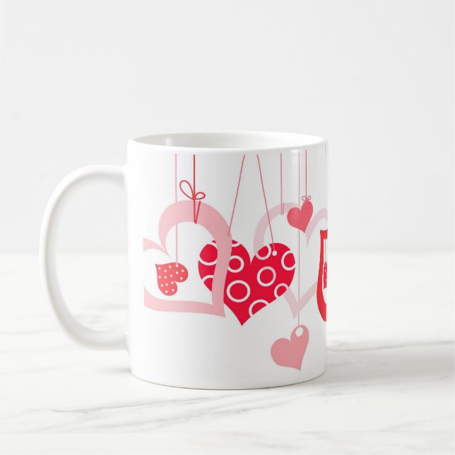 Hearts Hanging Valentine Cute Mugg (Vänster)