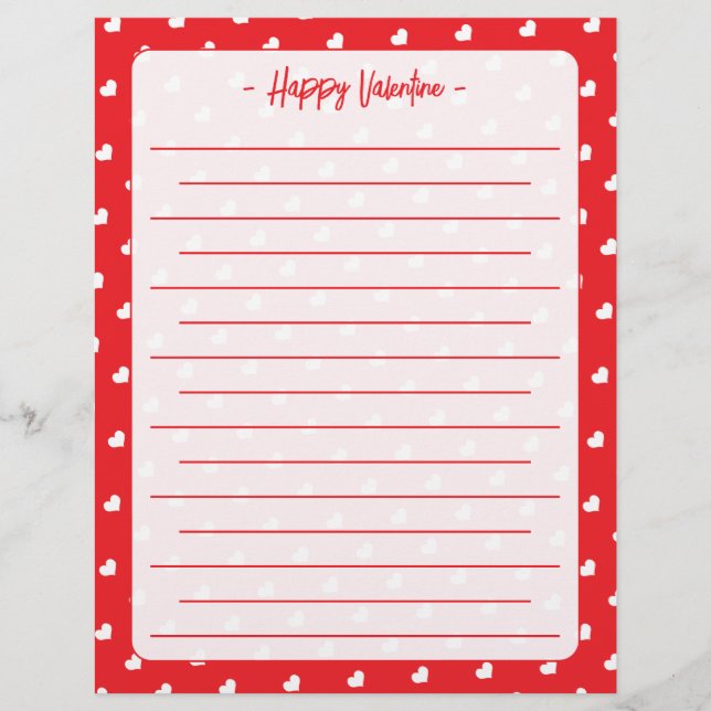 Hearts Happy Valentine’s Day Modern Love Pattern Brevhuvud (Framsida)