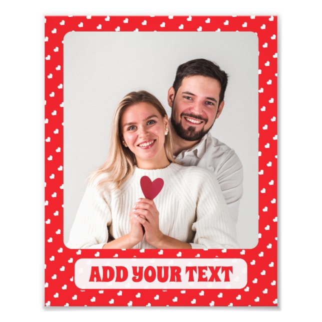 Hearts Happy Valentine’s Day Modern Love Pattern Fototryck (Framsidan)