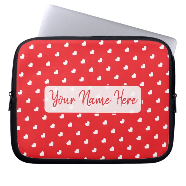 Hearts Happy Valentine’s Day Modern Love Pattern Laptop Fodral (Framsidan)