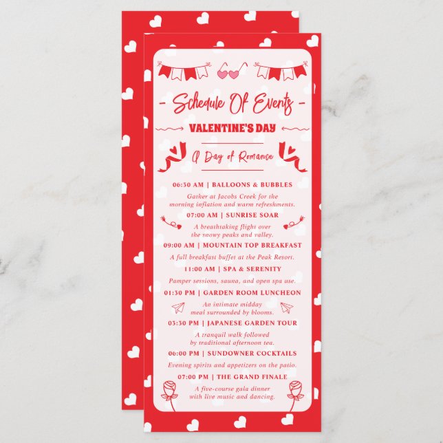 Hearts Happy Valentine's Day Modern Love Pattern Program (Fram/baksida)