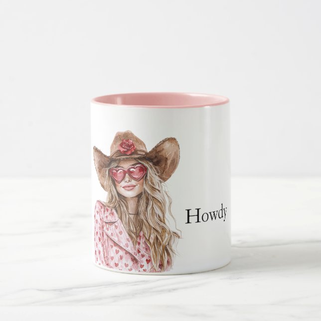 Hearts Howdy Blond Cowgirl Mugg (Center)