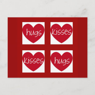 Hearts, Hugs och Kisses Vykort