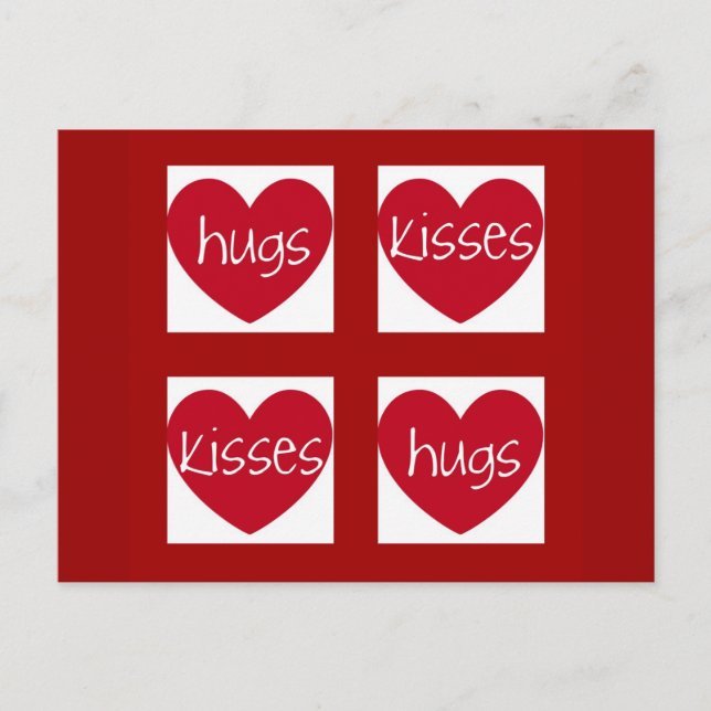 Hearts, Hugs och Kisses Vykort (Framsida)