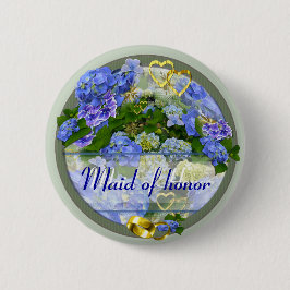 HEARTS & HYDRANGEAS ~ Bröllop Button/Pin Knapp