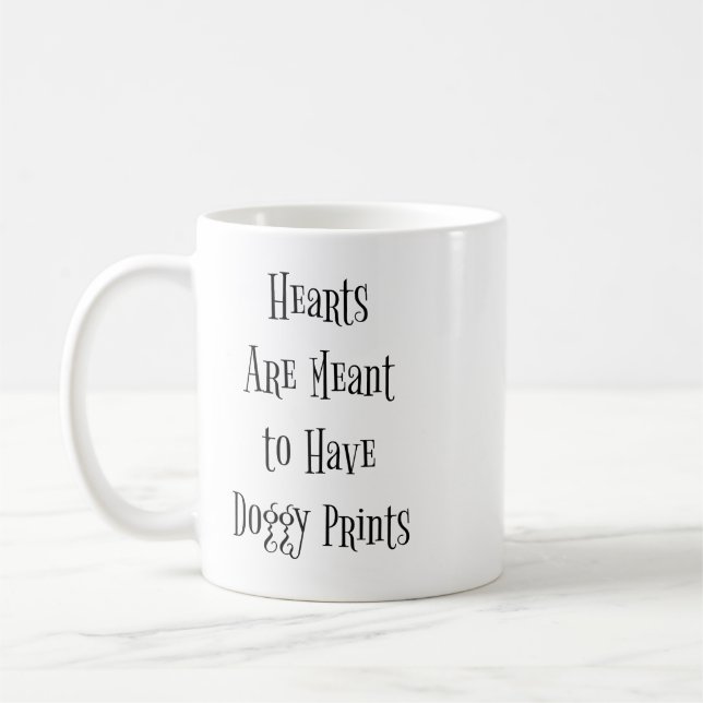 "Hearts is Meant to have Doggy Prints Kaffemugg (Vänster)